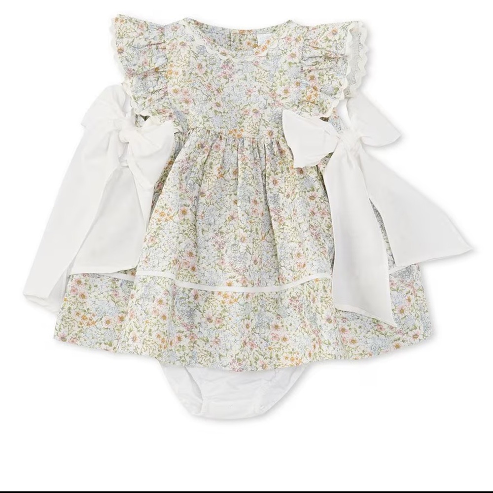 Edgehill Collection Floral Dress with Cream Bows